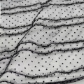 Knitted Dot Lace Black Mesh Flocking Fabric